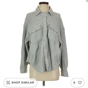 Aerie Light Gray Waffle Knit Top